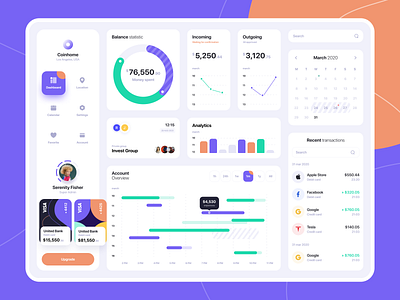 Personal finance dashboard analytics balance bank chart clean dailyui dashboard design flat ipad profile transaction ui ux uxdesign wallet web website