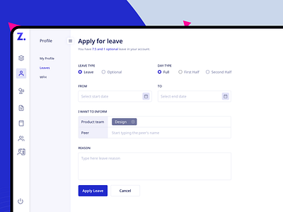 Apply Leave branding dashboard design dashboard designs idea dashboard ui design form designs forms hr tool leave apply form leaves typography ui designer