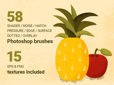 58 Shader Photoshop Brushes brushes decoration dotted edge effects funky hatch illustration noise overlay pattern photoshop pressure retro shader surface texture transparent vector vintage