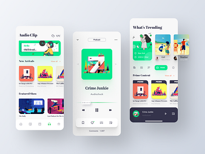 Library App Design-Podcast 2020 app application audio app audio player card design illustration interface mobile player player card player ui podcast podcasts ui ux