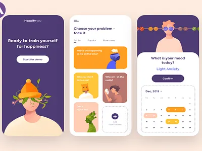 UI/UX Design For Happiness. animation branding design illustration illustrator logo minimal typography ui ux vector