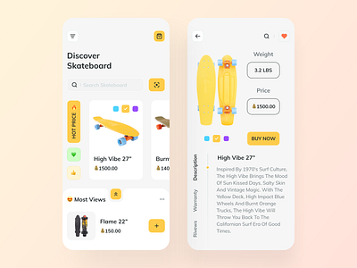 Skateboard Online App Store 🛹 2020 trend 2020 ui trends app concept app ui design details details page ecommerce home screen ios app design online skateboard skateboard app store store app ui ux