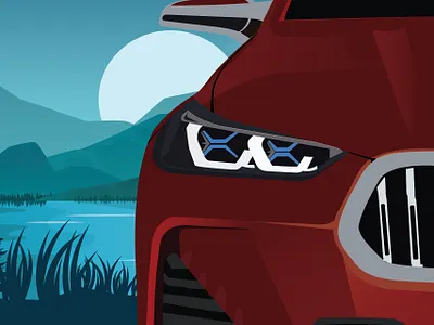 bmw art car design illustration landscape vector