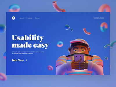 3D UT Platform - #VisualExploration 3d blue bold bold color clean design desktop hero image illustration landing page ui web