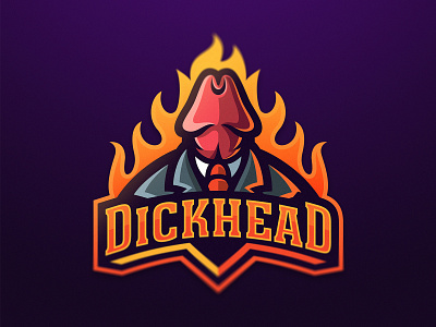 Dickhead cock dick esport logo fire head illustration krinographics mascot logo suit