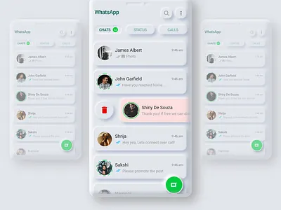 Neumorphic Whatsapp UI Design adobe adobe xd graphic design inspirations neumorphism socialmedia ui ui design uiux userinterface ux ux design whatsapp