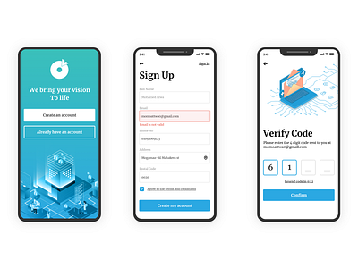 OrcaVision App app blue design illustration logo onboarding splash ui ux vector