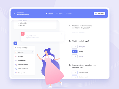 Web App Forward Forms app beauty industry design desktop form gradient pink questionnaire survey typogaphy ui ui design ux ux design violet visual design web web app web app design