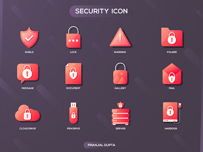 Computer Security Icon Pack 2d branding colors design dribble gradient icon icon design icon set illustrator logo logotype minimal security security icon ui ux vector