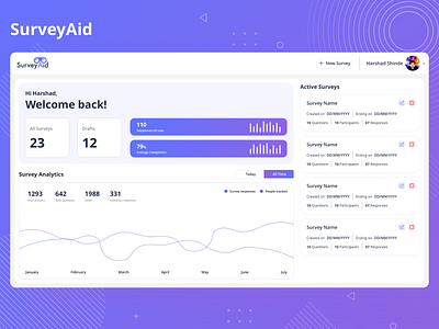 SurveyAid Web design adobe xd awesome cards clean dashboard dashboard design design form latest light logo survey surveys ui uiux ux web white