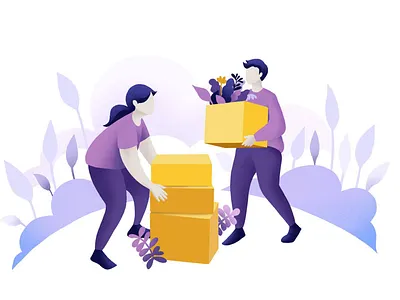 lifting boxes boxes digital art digital illustration digital painting drawing illustration lifting man woman