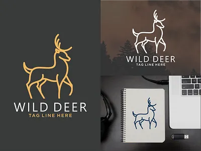 deer line art logo design abstract animal art deer design drawing element emblem graphic head icon illustration isolated line logo sign silhouette symbol vector wildlife