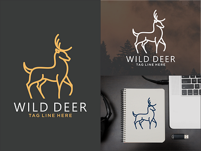 deer line art logo design abstract animal art deer design drawing element emblem graphic head icon illustration isolated line logo sign silhouette symbol vector wildlife