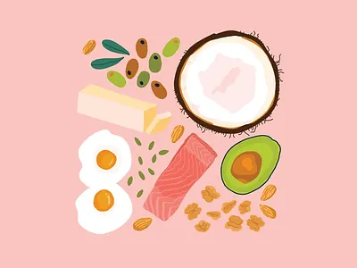I Love Fats almonds avocado butter coconut eggs fat food food illustration foodillustration healthyfats illustration olives plantbased plantfood plants procreate pumpkin seeds yolk