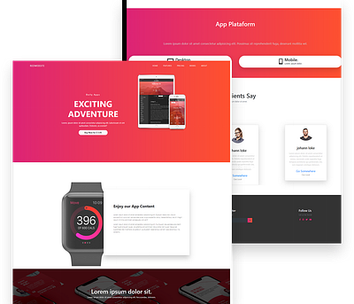 Red App Page design landing page ui ux web