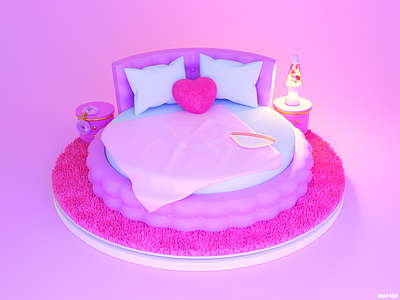 LUST 🥰 3d 3d art bed bedroom blender blender3d cartoon couple cozy furniture heart home house interior love model pilow pink room sex