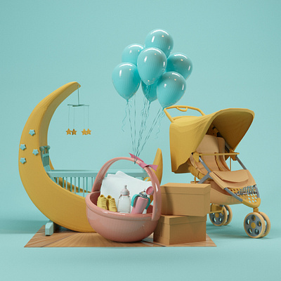 Baby Blue 3d 3d art baby cinema4d graphicdesign illustraion modeling