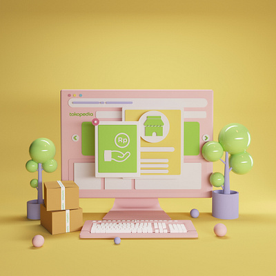 Tokopedia Modal Toko 3d modeling cinema4d illustraion tokopedia ui uiux ux