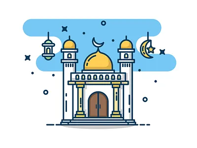 Ramadan Is Coming! design flat icon illustration logo ramadan sticker vector yellow