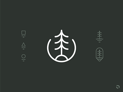 Nature Marks clean emblem flat design forest geometic line design linemark linework logo design minimal minimalistic monoline nature outdoor outdoor badge outdoors tree trees water wave