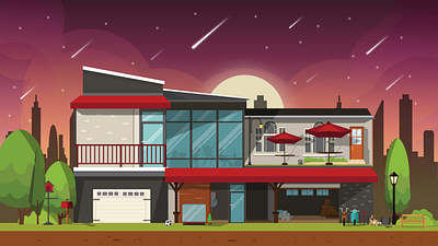 Night Sky branding design galaxy graphicdesign house illustraion vector art vectors