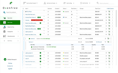 List Manager (Table/Dashboard) account application dashboard desktop design ecommerce filter management system purchase tables ui ui design ux web app