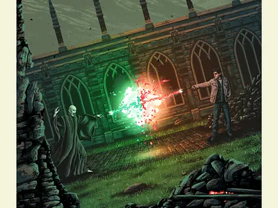 Harry Potter and the Deathly Hallows amp deathly hallows harry potter hogwarts illustration jk rowling movie poster universal voldemort wizard wizarding world