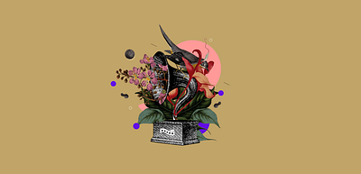 Music Garden animals brid collage illustration music plants