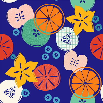 Summer Picnic Pattern apple citrus food food illustration fruit illustration digital ipadpro orange paper papercraft papercut pattern picnic procreate seamlesspattern summer surface pattern