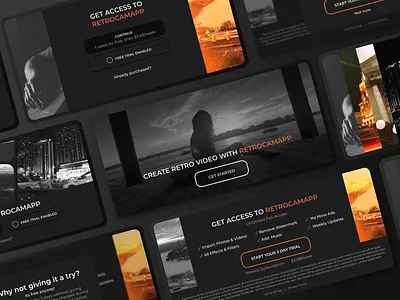 Subscription screens. Retro Cam App design edit filter interface ios mobile subscription subscriptionapp ui
