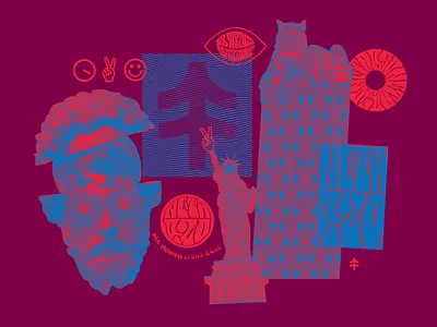 420 all month 420 bust cannabis collage halftone medical pattern peace psychedelic statueofliberty tiger toejamandearl weed
