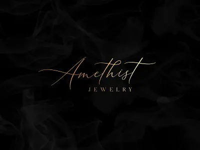 A logo for a jewerly brand "Amethist" calligraphy clean design elegant feminine gold graphic design identity jewelry lettering logo simple typography