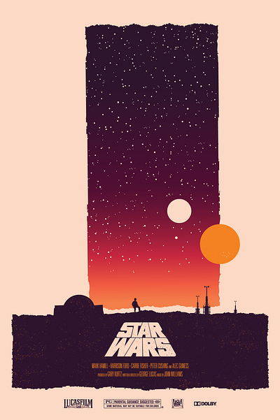 Star Wars: Episode IV - A New Hope poster art color design flat illustration luke skywalker movie art movie poster poster poster art space star wars vector