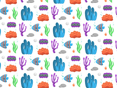 Coral Pattern bubble coral fish flat pattern sea