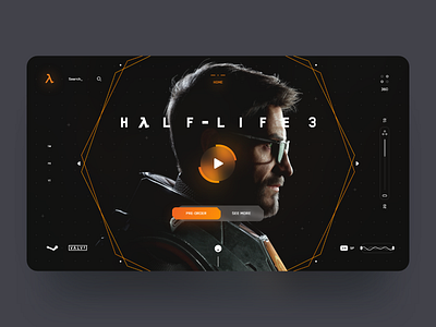 Half Life 3 Web Concept Design 🦯🎮 dark ui design desktop game design half life interface landing minimal steam ui ui games ux valve web webdesign website