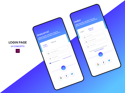 Signup & Login Page adobe xd adobe xd app design adobe xd templates design ios app ios app design login and sign up page mobile app ui design