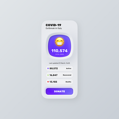 COVID 19🦠 android app colors corona coronavirus creative design designer health ios iphone neumorphic neumorphism pandemic stayhome ui ux