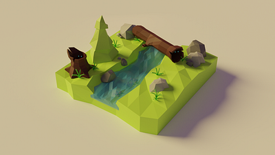 Enchanted Forest #1 3d 3d model blender dribbble fantasy forest illustraion lowpoly lowpolyart model render woods