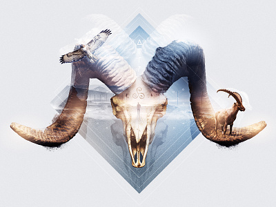 Goat 2d animals art direction double exposure goat photography photomanipulation photoshop retouch