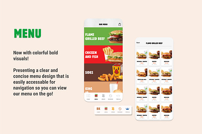 Burger King Mobile App Redesign branding burger burger king burger menu burgerking clean colorful dash deliveryapp fastfood figma food foodapp iphone11promax logos modern playful reimagined rework uiux