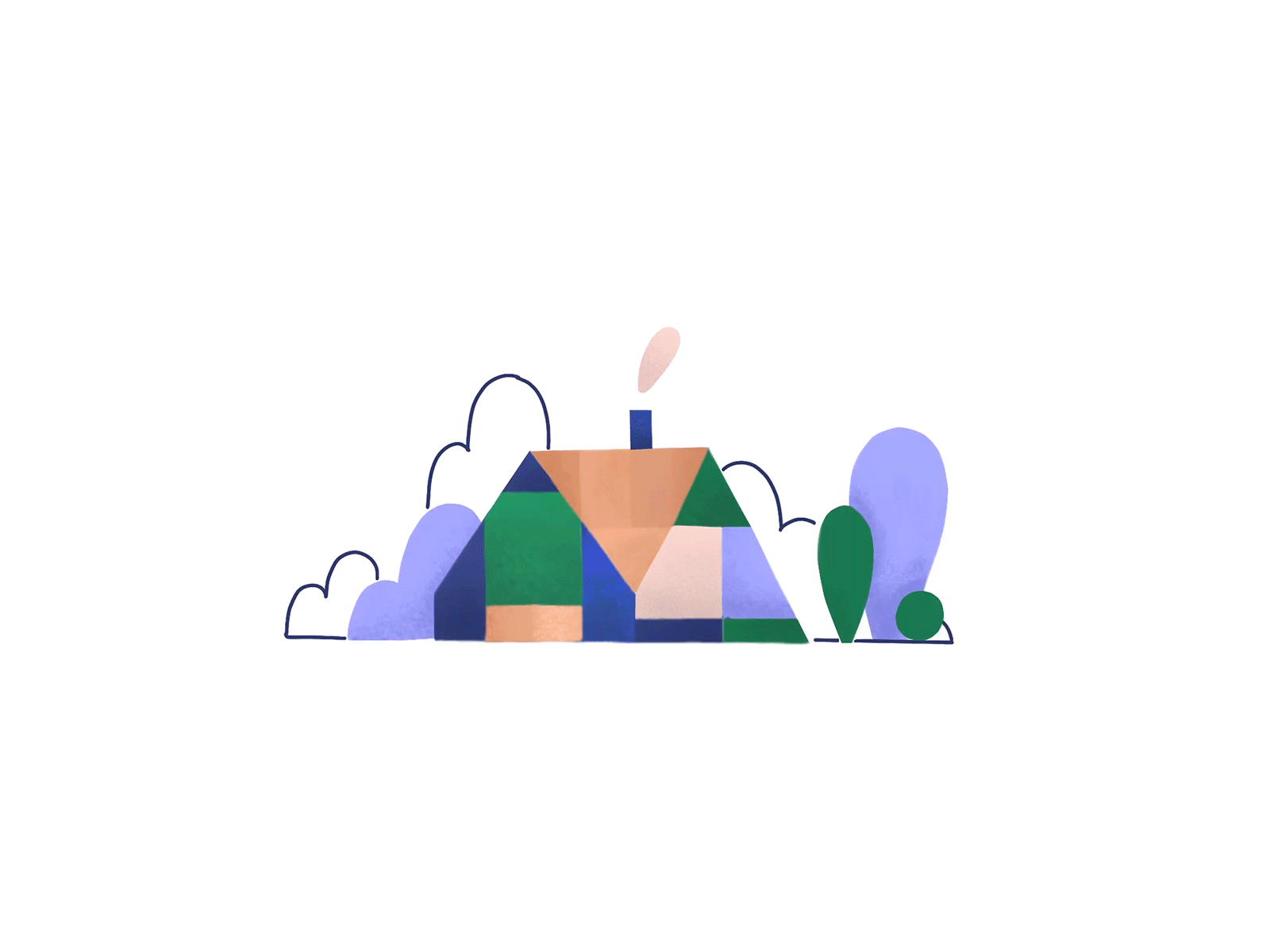 Home animation bird garden gif home house illustration smoke stay home trees