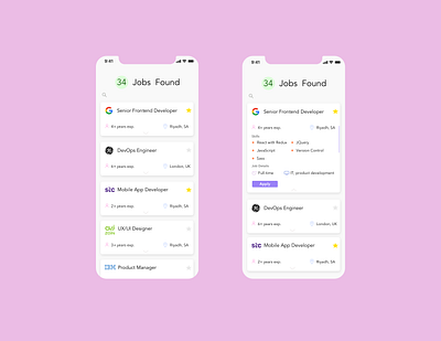 Job Listing app daily 100 challenge dailyui design job board job finder job listing job search mobile ui ui uidaily ux