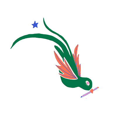 quetzal bird illustrate illustration mural mural art mural design pencil procreate quetzal starbucks