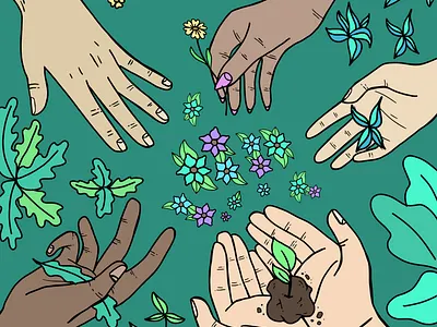 Sharing Hands 2 design digital art digital illustration draw editorial illustration gardening illustration print procreate