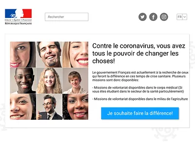 Landing Page coronavirus design france ui volunteering web