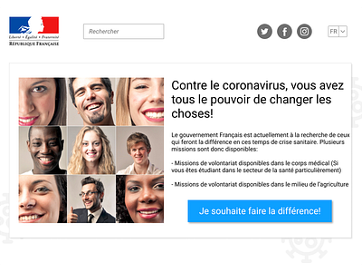 Landing Page coronavirus design france ui volunteering web