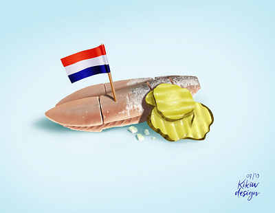 Herring: The tiny fish that the Dutch love blue dutch fish food herring illustrations kikiwdesign procreate