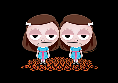 The Grady Sisters - SHINING character design come play with us cute cute art cute horror digital art illustration monster art not so scary halloween stanley kubrick stephen king the shining vector art vector illustration