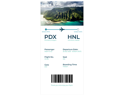 Daily UI (Day 24) boardingpass dailyui dailyui024