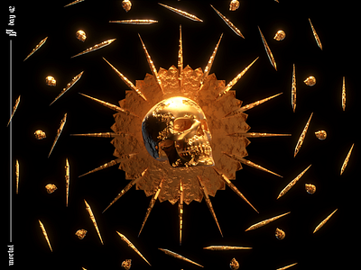 Mortal. 3d 3d art 3d artist album art art blender bloom bright cover art cycles design glass god gold music render rust skull skull art